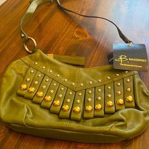 B. Makowsky Purse olive green leather purse nwt